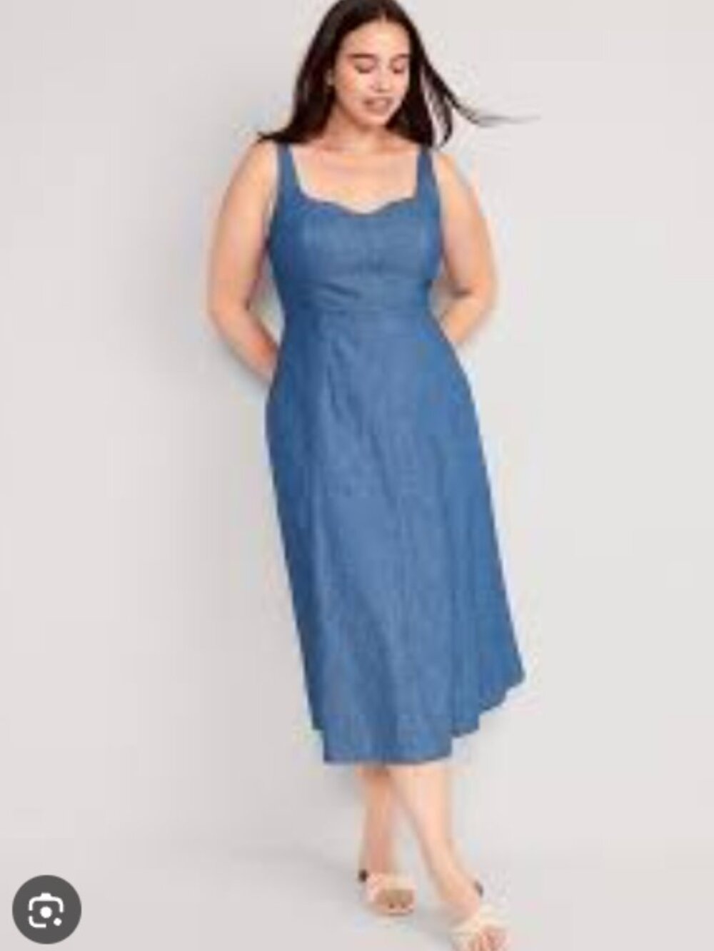 Medium Old Navy Fit & Flare Sleeveless Jean Midi Dress